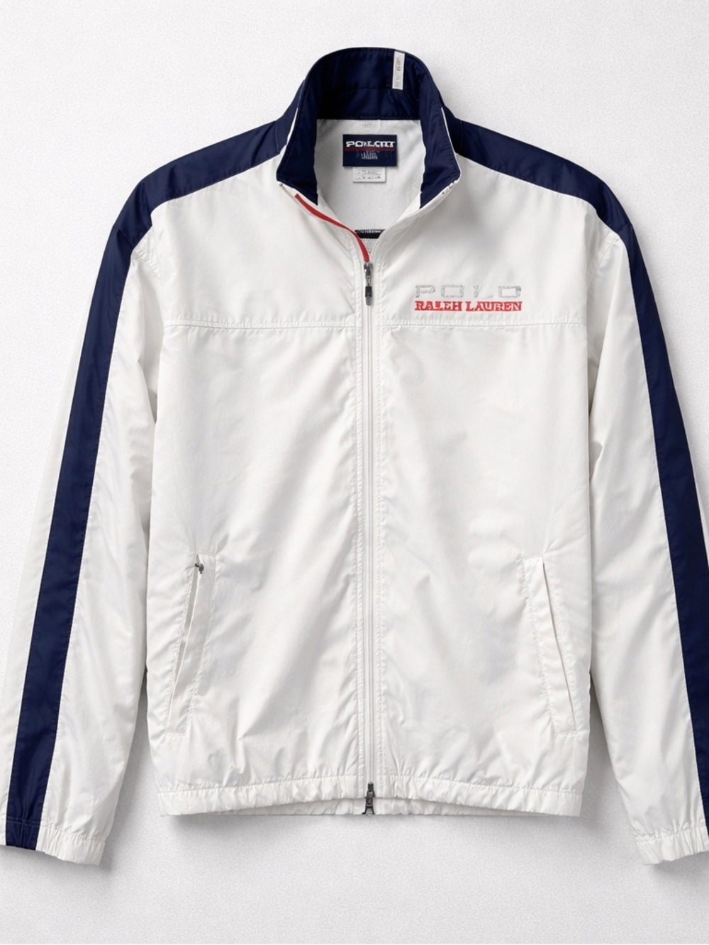 Vintage 90s Polo Ralph Lauren Windbreaker white Navy USA 250 Coastal Sporty Prep